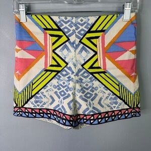 Flying Tomato Geometric Bright Bohemian Print High Waisted Shorts Women's Size S